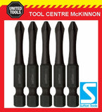 5 x SUTTON IMPACT PHILLIPS HEAD PH1 x 50mm POWER INSERT BITS FOR IMPACT DRIVERS