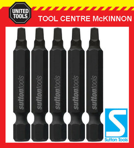 5 x SUTTON IMPACT SQUARE SQ2 x 50mm POWER INSERT BITS FOR IMPACT DRIVERS