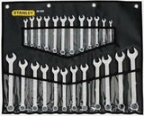 STANLEY 24pce RING & OPEN END COMBINATION METRIC & A/F SPANNER SET IN ROLL