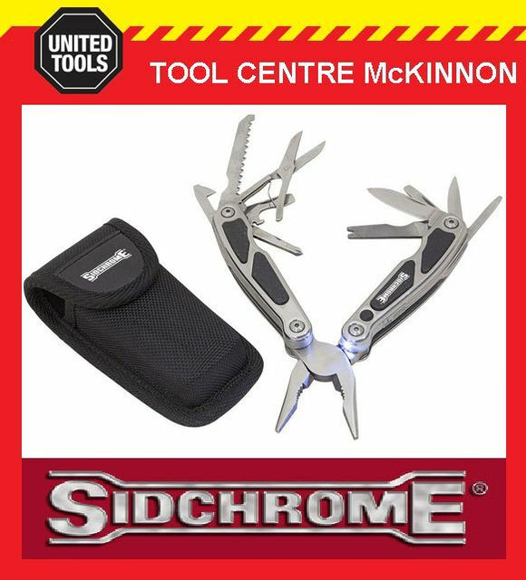 SIDCHROME SCMT70068 15-IN-1 MULTI-FUNCTION TOOL WITH LED LIGHT AND POUCH