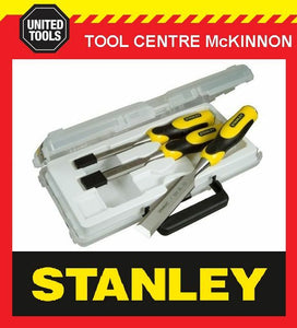 STANLEY DYNAGRIP 3pce CHISEL SET (12, 18 & 25mm) IN CARRY CASE – MADE IN ENGLAND