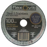 10 x FLEXOVIT 100mm / 4” MEGA-LINE ULTRA THIN METAL CUTTING CUT-OFF WHEEL