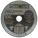 20 x FLEXOVIT 100mm / 4” MEGA-LINE ULTRA THIN METAL CUT-OFF WHEEL