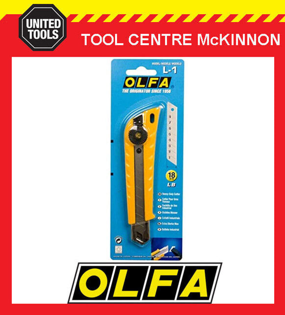 OLFA L-1 HEAVY DUTY WHEEL LOCK 18mm SNAP KNIFE CUTTER – MADE IN JAPAN