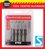 P&N BY SUTTON TOOLS 4pce QUICKBIT SCREW PILOT DRILL / COUNTERSINK BIT SET