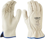 MAXISAFE PREMIUM COWGRAIN LEATHER BEIGE RIGGER’S GLOVES – LARGE
