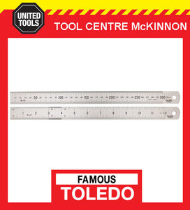 FAMOUS TOLEDO 300/12 STAINLESS STEEL DOUBLE SIDED METRIC & IMPERIAL RULE