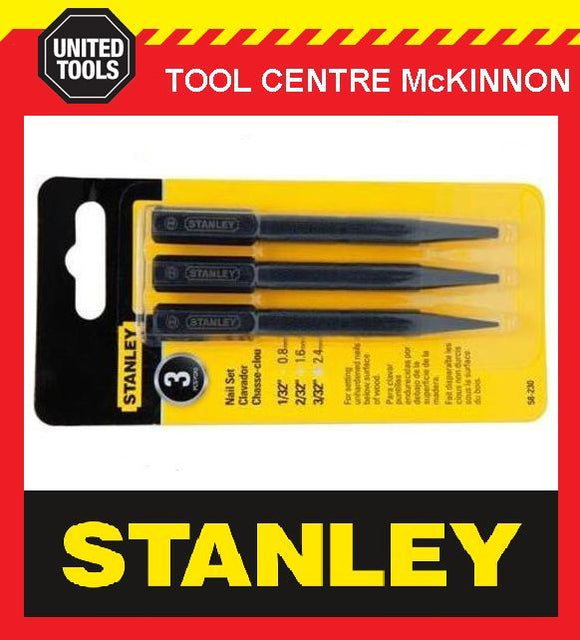 STANLEY 3pce HEX HEAD NAIL PUNCH SET