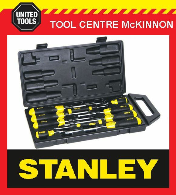 STANLEY 10pce CUSHION GRIP SCREWDRIVER SET IN CARRY CASE