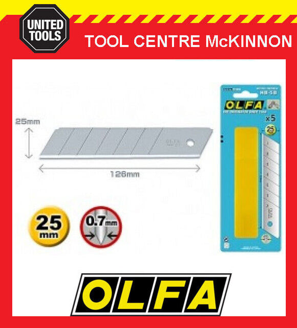 OLFA 5-PACK 25mm HEAVY DUTY SNAP OFF UTILITY KNIFE BLADES – MADE IN JAPAN