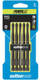 5 x SUTTON IMPACT PHILLIPS HEAD PH2 x 100mm POWER INSERT BITS FOR IMPACT DRIVERS