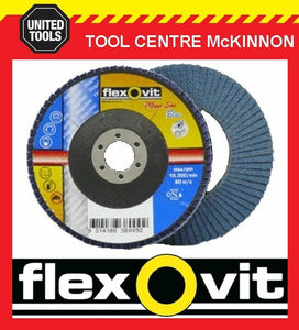 FLEXOVIT #80 GRIT 4” / 100mm x 5/8” / 16mm ZIRCONIA MEGA-LINE BLUE FLAP DISC