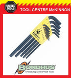 BONDHUS 10937 13pce A/F LONG ARM BALL POINT HEX ALLEN KEY SET – MADE IN USA