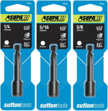 SUTTON IMPACT 3pce MAGNETIC HEX DRIVE NUTSETTER / TEK BIT SET – 1/4 5/16 & 3/8"