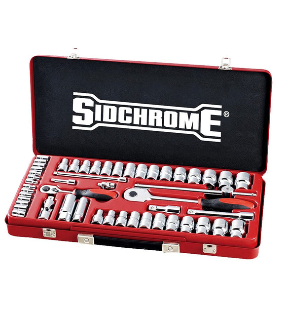 Sidchrome 1/4-Inch and 1/2-Inch Drive Metric/AF Spanner and Socket 51-Piece Set