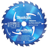 Makita Bluemak Tungsten Carbide Tipped Saw Blade, 185 mm x 20 mm x 24T (Pack of 5)
