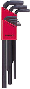 Bondhus Long Arm Hex End Key L-Wrench 9-Pieces Set, 1.5-10 mm Size