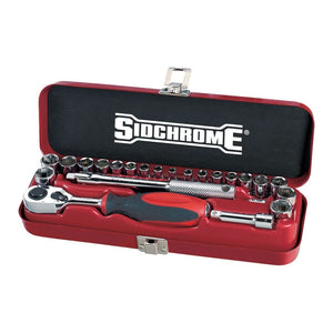 Sidchrome 1/4-Inch Drive AF/Metric Socket 23-Piece Set