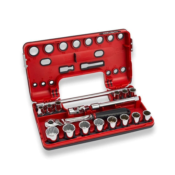 Sidchrome 3/8-Inch Drive Metric Socket 18-Piece Set with Maintenance Free Compact Head Ratchet