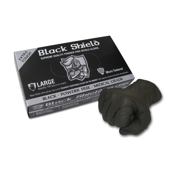 Maxisafe Black Shield Extra Heavy Duty Nitrile Disposable Gloves, Large, Box of 100