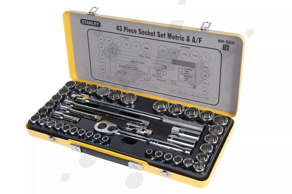 Stanley 1/2-Inch Drive Metric and A/F Socket 43-Pieces Set, 89-509