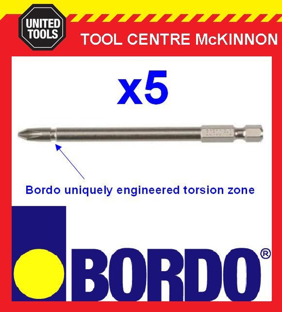 5 x BORDO IMPACT PH2 X 100mm POWER INSERT BITS – GEAT FOR IMPACT DRIVE ...