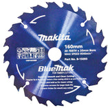 MAKITA B-15095 BLUEMAK 160mm x 20 TEETH 20mm BORE TCT CIRCULAR SAW BLADE